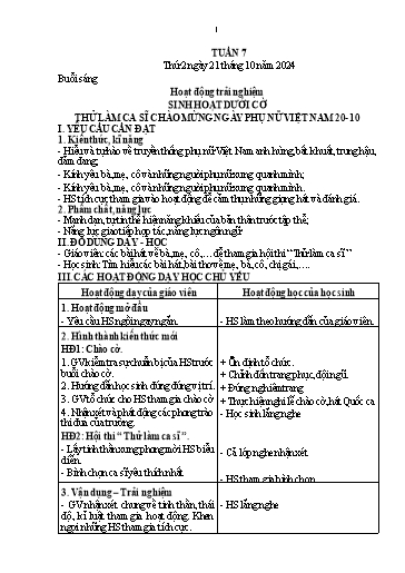 Kế hoạch bài dạy Lớp 1 - Tuần 7 (Thứ 2,3) - Năm học 2024-2025 - Nguyễn Thị Thanh Hiền