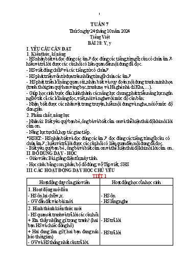 Kế hoạch bài dạy Lớp 1 - Tuần 7 (Thứ 5,6) - Năm học 2024-2025 - Trần Thị Hồng Thúy