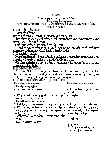 Kế hoạch bài dạy Lớp 1 - Tuần 8 (Thứ 2,3,4) - Năm học 2024-2025 - Trần Thị Thanh Hương