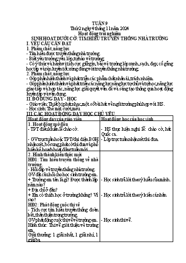 Kế hoạch bài dạy Lớp 1 - Tuần 9 (Thứ 2,3,4) - Năm học 2024-2025 - Trần Thị Thanh Hương