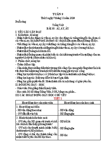 Kế hoạch bài dạy Lớp 1 - Tuần 9 (Thứ 5,6) - Năm học 2024-2025 - Nguyễn Thị Thanh Hiền