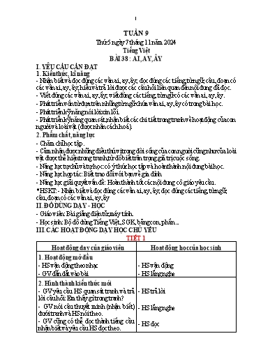 Kế hoạch bài dạy Lớp 1 - Tuần 9 (Thứ 5,6) - Năm học 2024-2025 - Trần Thị Hồng Thúy